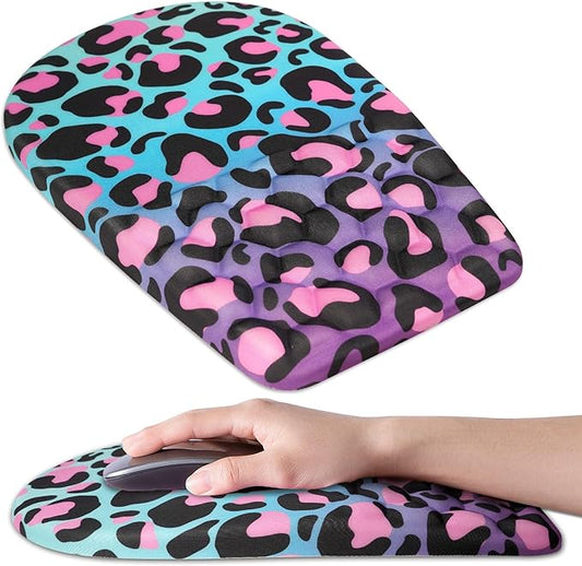 BOCHEERY Ergonomic Mouse Pad Wrist Support,Upgrade Mousepad with Massage Design,Non-Slip PU Base Desktop Mouse Pads for Pain Relief, Computer, Office & Home,12 x 8 in（F-Purple Leopard）