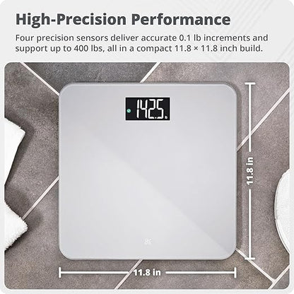 Greater Goods AccuCheck Digital Scale for Body Weight - Accurate Digital Bathroom Scale with High-Precision Sensors, Large Easy-to-Read Backlit Display, 400 lb Capacity, Auto Step-On (Gray)