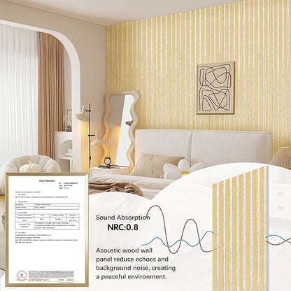 ARMURO Wall Panels for Interior Wall Decor, 2-Pack Slat Wall Paneling, Oak Wood Veneer Acoustic Wall Panels - Wall Slats 12.6" W x 94.5