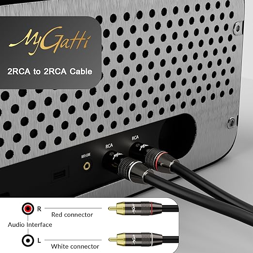 RCA Cable 40 FT, 2RCA to 2RCA Stereo Audio Cable, 【Zinc Alloy Shells, Oxygen-Free Copper, Gold-Plated Plugs】2 RCA Audio Adapter Cord, for Home Theater, HDTV, Amplifier, Hi-Fi System, Car, Speaker