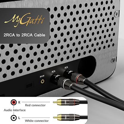 RCA Cable 20 FT, 2RCA to 2RCA Stereo Audio Cable, 【Zinc Alloy Shells, Oxygen-Free Copper, Gold-Plated Plugs】2 RCA Audio Adapter Cord, for Home Theater, HDTV, Amplifier, Hi-Fi System, Car, Speaker