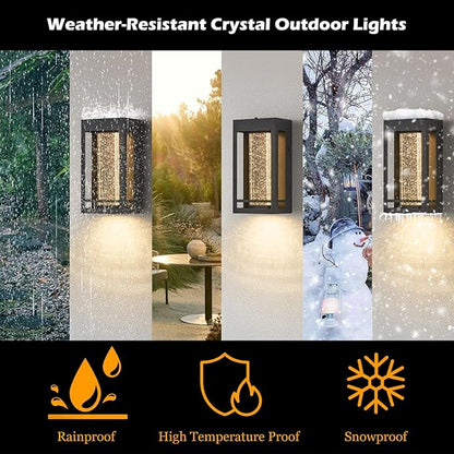 Myhaptim Dusk to Dawn Sensor Porch Lights, Crystal Bubble Exterior Lighting Fixtures, Modern Outdoor Wall Light, Outdoor Lighting Fixture for Porch, 2Pack