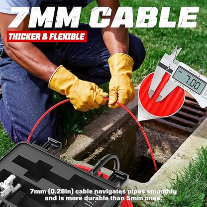 HBUDS Sewer Camera, Self Leveling Drain Camera 65ft with Meter Counter, 7mm Thick Cable, 9" HD Screen 1080P Plumbing Cameras Snake with Light, 5100mAh Battery Duct Pipe Video Inspection Cam DVR 32GB