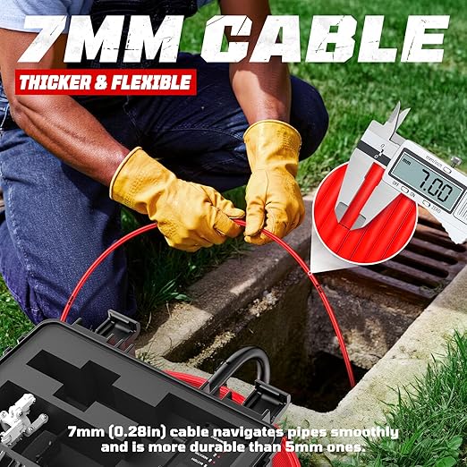HBUDS Sewer Camera 100ft, Self Leveling Drain Camera with Meter Counter, 7mm Thick Cable, 9" HD Screen 1080P Plumbing Cameras Snake with Light, 5100mAh Battery Duct Pipe Video Inspection Cam DVR 32GB