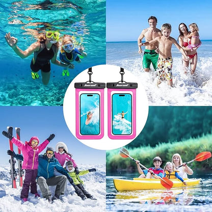 Hiearcool Waterproof Phone Pouch,Waterproof Phone Case for iPhone 16 15 14 13 Pro Max Plus up to 8.3",IPX8 Cellphone Dry Bag for Beach Cruise Travel-Bright Red-2Pack