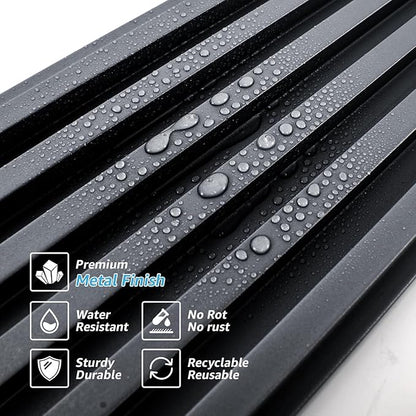 Art3dwallpanels Slat Wall Paneling, 104'' x 6.7'' Glossy Metal Finish WPC Soundproof 3D Wall Panels for Interior Wall Decor, 8 Pack Fluted Textured Panel Wall Slats, Metallic Silver Dark Gray