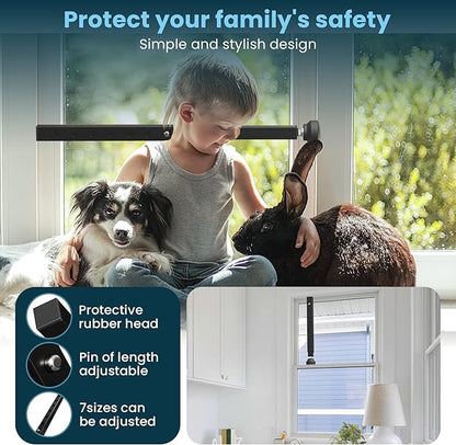 Gadgetzan 2 Pack Window Security Bars Adjustable 11"-18",Portable Short Sliding Window Lock Bar for Child Safety/Anti-Theft,Window safety lock with Rubber Base for Vertical and Horizontal Window-Black