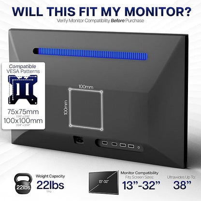 VIVO Extra Tall Single Monitor Desk Mount, 39 inch Pole VESA Stand for 13 to 32 inch Screens and up to 38 inch Ultrawides, Holds 22 lbs, Black, STAND-V011