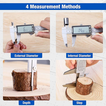 Raynesys Digital Caliper 12 Inch with Large LCD Screen, Inch/MM/Fraction Conversion, 300mm Micrometer Caliper All Stainless Steel Diameter Measuring Tool for Jewelers/Woodworkers/DIY