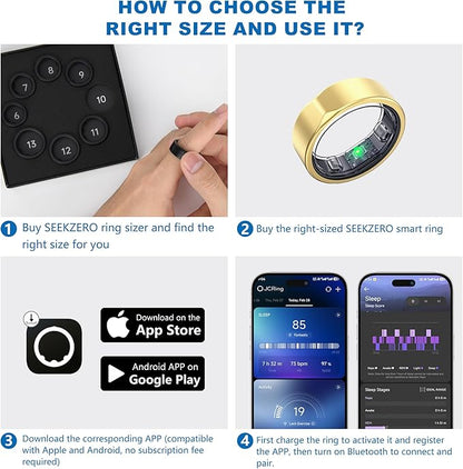 Smart Ring for Women Men, Valentine's Day Gifts, Minimalist Fitness Ring with Heart Rate, Stress, Sleep, Step, Calorie Tracking, 5ATM Waterproof for iPhone and Android,No Subscription (Rose Gold, 9)