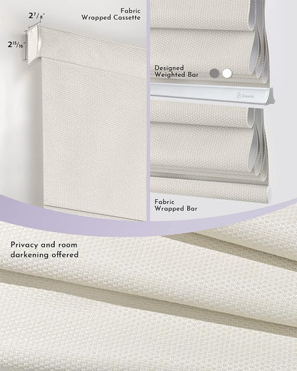 Graywind Smart Roman Shades Compatible with Alexa Google Rechargeable Motorized Blinds with Remote Blackout Roman Window Shades Plain Fold and Soft for Doors Bedroom, Custom Size (Textured Beige)