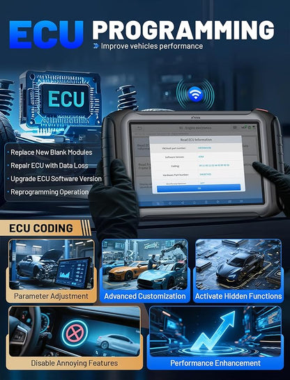 XTOOL IP919 PRO Scan Tool, ECU Pr0gramming Car OBD2 Scanner with Topology Mapping, Upgrade of D9S PRO, 51+ Resets, ECU C 0ding, FCA/CAN FD/DoIP, Automotive Bidirectional Scan Tool with 3-Year Updates