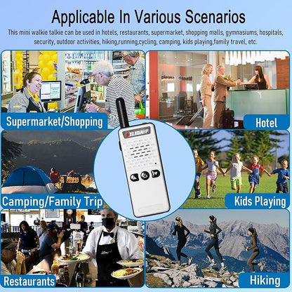 ELIDAIP T-M2 Super Mini Walkie Talkie for Adult Kids,Rechargeable Portable FM Transceiver,Small Two Way Radio for Supermarket,Hotel,Outdoor Sport,Hiking,Camping,Indoor,Family Trip,White 1 Pack