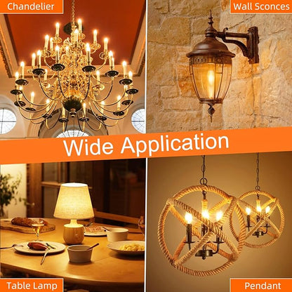 GvvooHome E12 Candelabra Bulb 40 watt Equivalent, E12 LED Bulb Dimmable Chandelier Light Bulbs, 2200K Amber Warm, B10 Candle Light Bulb, 90+CRI, 400LM, Amber Glass Finish, 12 Pack