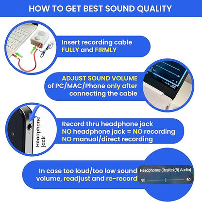 EZSound Box - 10 inch Extension Play Button for Stuffed Animals, Craft Projects, School Presentations, Hobbies, Personalized Items, Model Trains, etc - 200 Seconds - Rerecordable Thru Audio Port