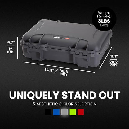 NANUK 910 Hard Case with Customizable Cubed Foam, IP67 Waterproof, Dustproof and Impact Resistant, 14.3” x 11.1” x 4.7”, Rugged Construction for Ultimate Protection, Made in Canada – Graphite