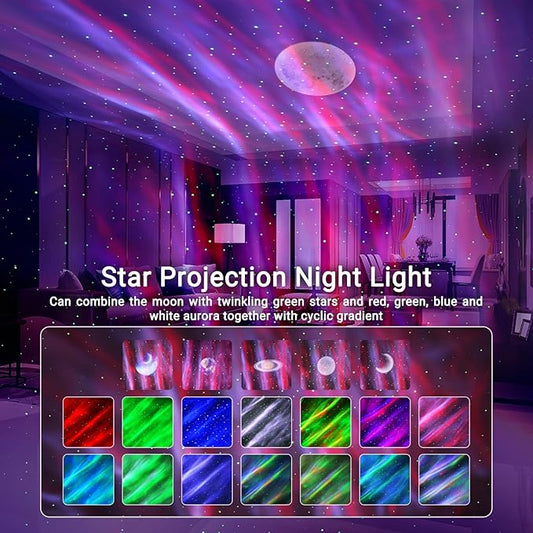 HERHOTER Star Projector,Northern Lights Projector,with Bluetooth Speaker, White Noise, Remote Control,Night Light,for Game Room, Adults, Family Gatherings,Galaxy Projector Bedroom