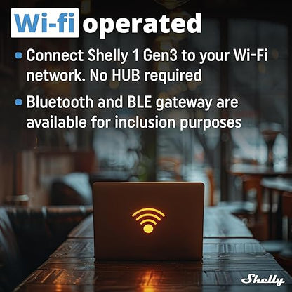 Shelly 1 Gen3, WiFi Smart Relay Switch with Dry Contacts, 1-Channel 16A, Alexa, Home Assistant, SmartThings & Google Home Compatible, DIY Smart Automation, Garage Door Opener, No hub Required