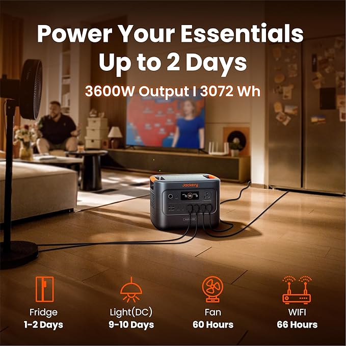 Jackery HomePower 3000 Portable Power Station and Transfer Switch with 2X 200W Solar Panels, 3600W (Surge 7200W) Output, 3072Wh LFP Battery Solar Generator for Essential Home Backup, Emergencies