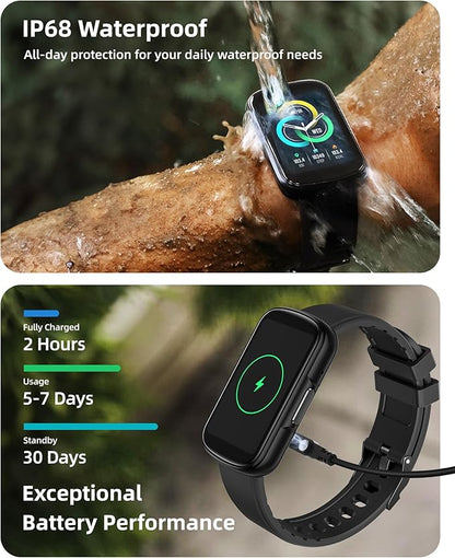 Parsonver Fitness Tracker with Step Counter/Calories/Stopwatch, Health Activity Tracker with Heart Rate Sleep Monitor, IP68 Waterproof Smart Watch 110+ Sport Modes Pedometer Watch for Women Men, Black