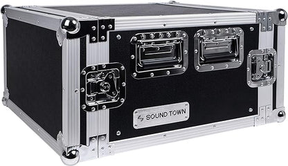 Sound Town 6U PA/DJ Rack/Road Case, 6-Space, with 21” Depth, Plywood, Metal Ball Corners - Pro Tour Grade (STRC-6U)