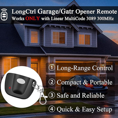 2-Pack 300MHz 10 dip Switch for Multicode Garage Gate Door Opener Remote Control, Replacement for 3089,3070,3060,308911,MCS308911,MCS306010,MCS3070 Gate Clicker with Keychain.