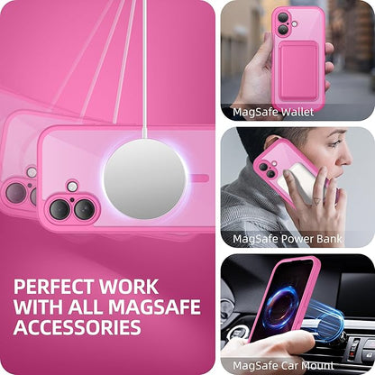 BERFY Magnetic for iPhone 16 Plus Case, Compatible with MagSafe, Built-in Privacy Screen Protector and Upgraded Camera Protection, Anti-Spy Full Body Shockproof Phone Case for 16 Plus 6.7", Peony