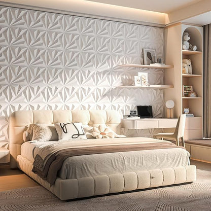 Art3d 100 Pack Decorative 3D Wall Panels, 97 Sq.feet PVC Interior Wall Décor, 11.8"x11.8", White