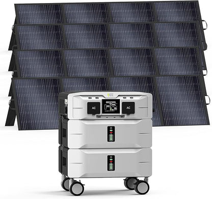 IEE SP5000 Power Station 5120Wh with 4x200W Portable Panel, 120/240V 5000W AC Output(9000W Peak), Portable Generator for Home Backup Outdoors Camping RV Emergency