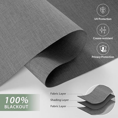 ZSHINE Motorized Blackout Window Blinds Customize Width Remote Control Wireless and Rechargeable Window Roller Shades for, Home, Office, Hotel, Club, Restaurant and Cinema(82133E-1)