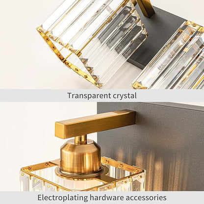 FDPBY Modern Bathroom Vanity Light 2-Lights Black Gold Crystal Bathroom Wall Light Vanity Light Fixtures，12.59-inch Modern Minimalist Design