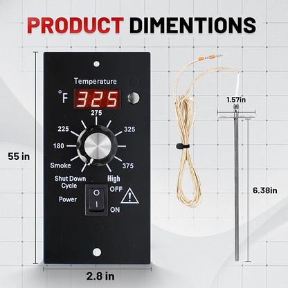 Thermostat Controller Replacement Compatible for Traeger Wood Pellet Grills, BBQ Grill Digital Controller Board, Control Panel Thermometer with RTD Temperature Sensor