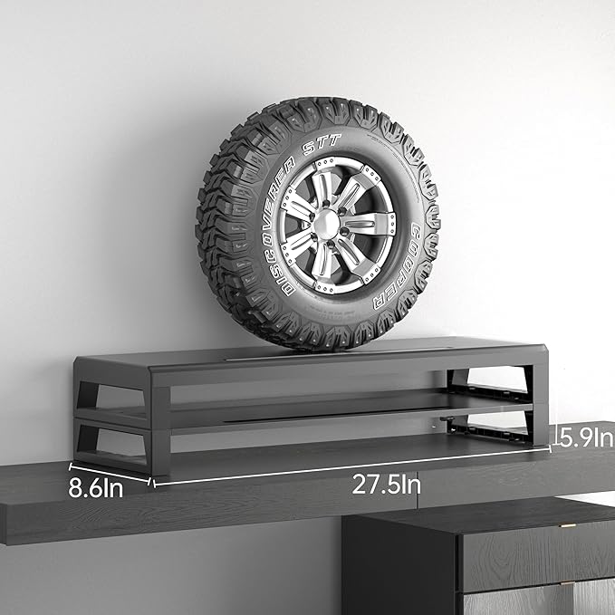 GECKOSTROLL 2-Tier Metal Computer monitor stand Laptop Desk Shelf & Monitor Riser ，21.55 inches long desk riser Monitors/PC/Laptop/Computer Space Saver Organizer (Basic Version, Two-layer 550mm)