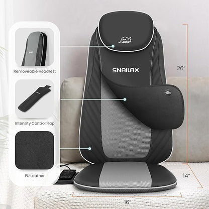 Snailax Christmas Gifts for Dad,Mom Shiatsu Back Massager with Heat & Vibration, 3D Kneading Massage Chair Pad for Pain Relief Deep Tissue, Chair Massager for Office Home Chair Use