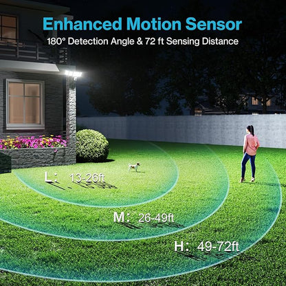 Olafus 130W Motion Sensor Outdoor Lights, 13000LM 6500K Daylight Flood Lights Outdoor Motion Sensor, Dusk to Dawn Outdoor Lighting, IP65 Waterproof Motion Detector Lights for Outside, Black