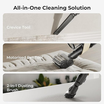 Candy Cordless Stick Vacuum Cleaner, 320AW Powerful Suction, 100min Runtime, Flexi-Fold Tube, SmartSense Tech, LED Headlights, Pet Hair Pickup, Pet & Crevice Tools, for Hard Floor & Carpet, CVS60