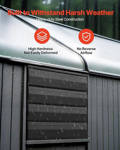 VEVOR 16 inch Shutter Exhaust Fan, Wall Mounted Attic Vent Fan with Smart Programming Variable Speed Temperature Control, 3000 CFM,EC Motor,Timer, for Shed,Garage,Greenhouse Ventilation Cooling,Black