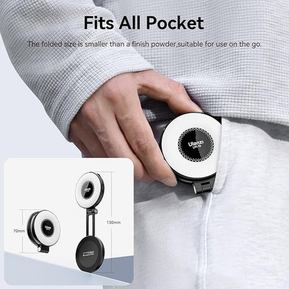 Fill Light for Magsafe LED Phone Light Attachment Selfie Ring Light Brightness Adjustable Compatible w Magsafe for iPhone Smartphone Vlogs/Photography/Video Conference Color Black