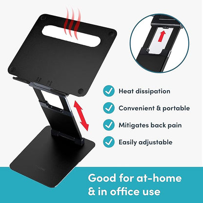 Lifelong Ergonomic Adjustable Laptop Riser - Fits 10-17 Inch Laptops & MacBooks - Portable Desk Laptop Stand