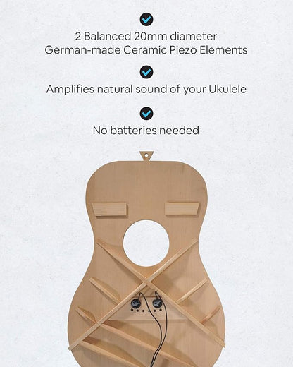 Journey Instruments Passive Piezo Ukulele Acoustic Pickup – EP003K Two Balanced German-made Passive Pickup Elements – Piezo Pickup for Ukuleles (Ceramic)