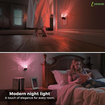 L LOHAS LED Night Light, Night Lights Plug into Wall with 10 Color Change RBG Nightlight Plug in Wall, Built in Dusk to Dawn Sensor for Hallway, Bathroom, Rooms, 2 Pack