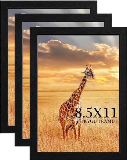 TKYGU 8.5x11 Picture Frame Black Set of 3, Certificate Frame Poster and Photo frame, Horizontal and Vertical Formats for Wall or Tabletop, 8.5x11 Frame with Shatter Resistant Plexiglass, best gift