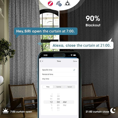 SmartWings Automatic Curtain Opener with Drapery, Motorized Vertical Blinds with Remote, Electric Closet Doors Sliding Panels Compatible with Alexa Google Homekit, 90% Blackout Medium Grey