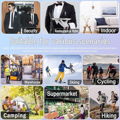ELIDAIP T-M1 Super Mini Walkie Talkie for Adults,Portable Two Way Radios with Earpiece,Small 2 Way Radio for Restaurant, Workplace,Outdoor Sport,Hotel,Tourism,Skiing, Hiking,Supermarket,Black 2 Pack