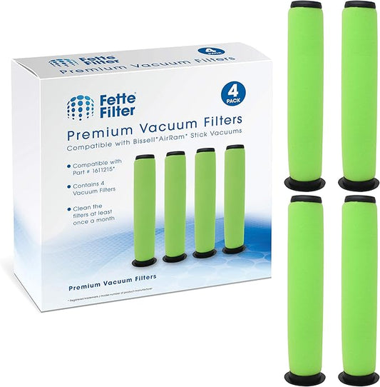 Fette Filter - 1611215 Vacuum Filter Replacement Compatible with Bissell AirRam Stick Vacuum Compare to Part # 1611215 for Models 1984 19844 1984B 1984C 2144 21448 19841 Pack of 4.