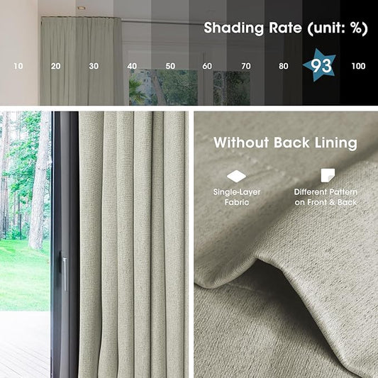 SmartWings Automatic Curtain Opener with Drapery, Motorized Vertical Blinds with Remote, Electric Closet Doors Sliding Panels Compatible with Alexa Google Homekit, 93% Blackout Light Khaki