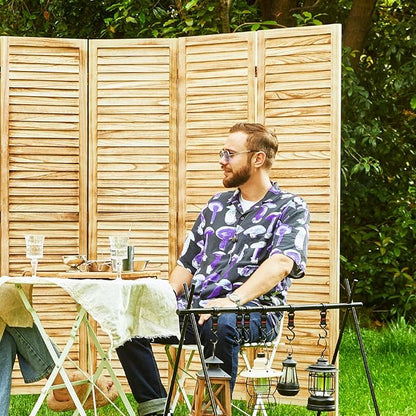Room Dividers and Folding Privacy Screens, Wood Louvered Separators Divider Wall for Home Office Bedroom - 4 Panels, 67 * 60inch (Wood)