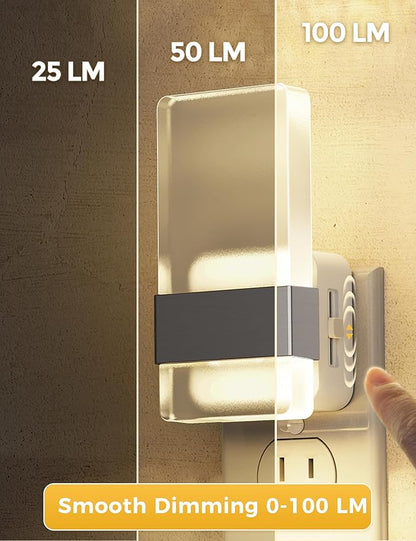 L LOHAS LED Night Light, Night Lights Plug Into Wall, Dusk-to-Dawn Sensor Decorative Night Light, 0-100LM Dimmable Nightlight, LED Acrylic Nightlights for Bathroom, Hallway, Adults, 1 Pack