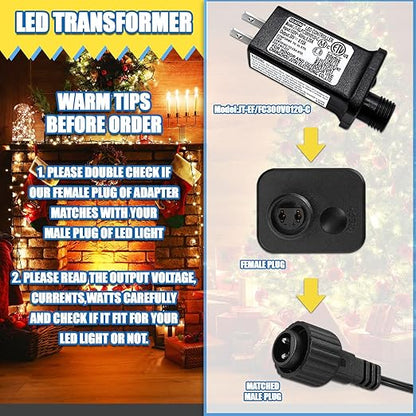 30V 0.12A Class 2 Power Supply Replacement LED Transformer IP44 LED Light Controller Low Voltage Transformer for Christmas String Light Inflatable Device (30V3.6W 8Modes 1PC)