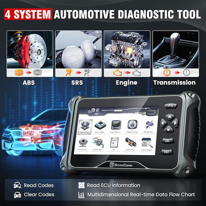 2026 BOSSCOMM IF740 OBD2 Scanner, 4 Systems ABS/SRS/Transmission/Check Engine Code Reader Scan Tool with Oil＆Throttle Resets, Car Scanner Diagnostic Tool for All Cars, Lifetime Free Update